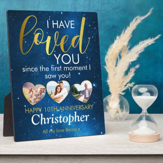 任意の記念日 愛された ハート フォト コラージュ フォトプラーク (側面)