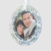 任意の記念日、2写真、青と白の《写真》ぼけ味 オーナメント (正面)