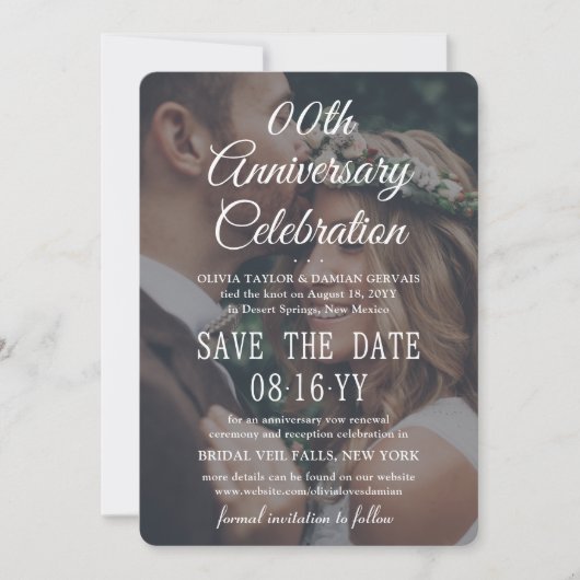 任意の記念日 2周年 フォト エレガント ホワイト テキストオーバーレイ セーブザデート (正面)