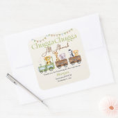 任意の誕生日かわいいチュガ水の色の動物電車 スクエアシール (封筒)