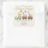 任意の誕生日かわいいチュガ水の色の動物電車 スクエアシール (バッグ)