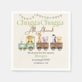 任意の誕生日かわいいチュガ水の色の動物電車 スタンダードカクテルナプキン (正面)