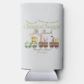 任意の誕生日かわいいチュガ水の色の動物電車 スリム缶クーラー (裏面)