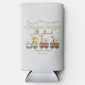 任意の誕生日かわいいチュガ水の色の動物電車 スリム缶クーラー (正面)