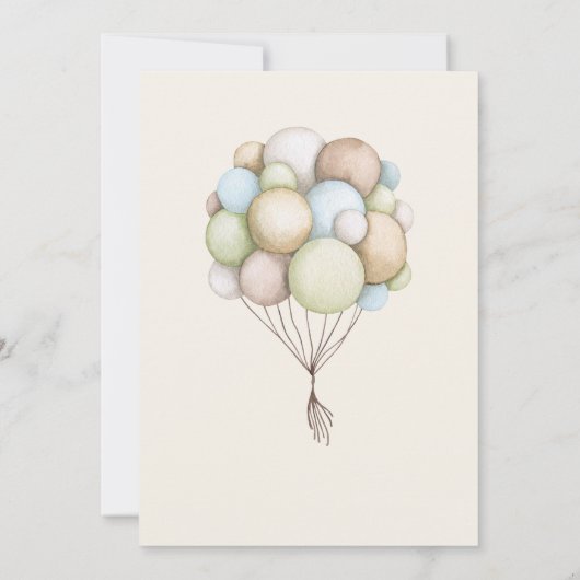 任意の誕生日かわいいチュガ水の色の動物電車 招待状 (裏面)