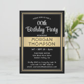 任意の誕生日エレガントブラック、ホワイト、および金ゴールドパーティー 招待状 (スタンド正面)