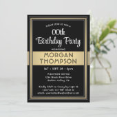任意の誕生日エレガントブラック、ホワイト、および金ゴールドパーティー 招待状 (スタンド正面)