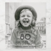 任意の誕生日シックなブラックタイポグラフィフォトパーティー ワインラベル (シングルラベル)