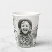 任意の誕生日シックなホワイトタイポグラフィ2写真パーティー 紙コップ (正面)