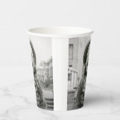 任意の誕生日シックなホワイトタイポグラフィ2写真パーティー 紙コップ (右)