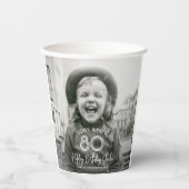 任意の誕生日シックなホワイトタイポグラフィ2写真パーティー 紙コップ (正面)