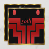 任意の誕生日パーティーブラックエド 招待状 (正面/裏面)