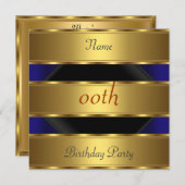 任意の誕生日パーティー金ゴールドブラック3 招待状 (正面/裏面)