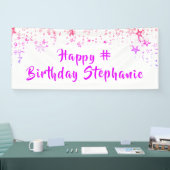 任意の誕生日ピンクスターカスタムズパーソナライズされた 横断幕 (トレードショー)