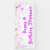任意の誕生日ピンクスターカスタムズパーソナライズされた 横断幕 (縦)