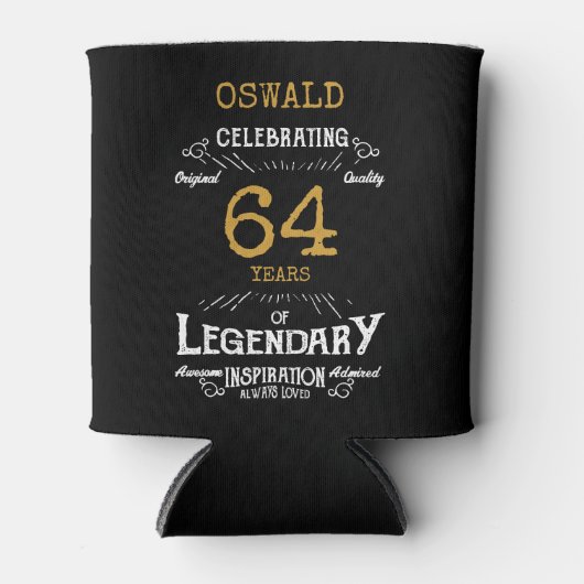 任意の誕生日ブラック金ゴールド伝説的おもしろい 缶クーラー (正面)