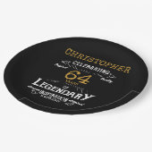 任意の誕生日レジェンダリーブラック金ゴールドレトロ ペーパープレート (アングル)