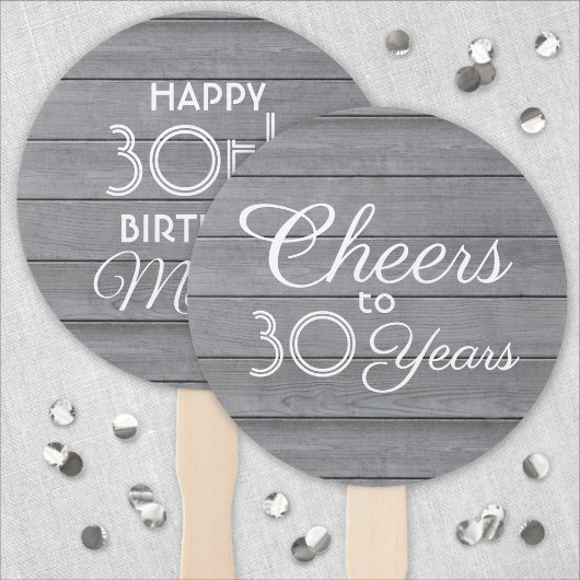 任意の誕生日応援グレイ素朴ウッドアフェイクラウンド ハンドファン