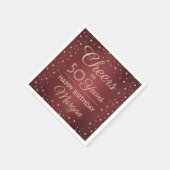 任意の誕生日応援ブラシ付きブルゴーニュ金ゴールド紙吹雪 スタンダードカクテルナプキン (角)