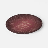 任意の誕生日応援ブラシ付きブルゴーニュ金ゴールド紙吹雪 ペーパープレート (アングル)