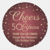 任意の誕生日応援ブラシ付きブルゴーニュ金ゴールド紙吹雪 ラウンドシール (正面)