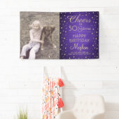 任意の誕生日応援ブラシ付き紫と金ゴールド1写真 横断幕 (インサイチュ)