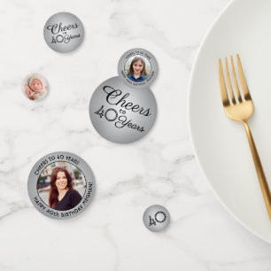 任意の誕生日応援ブラックシルバーフェイクフォイル3フォト コンフェッティ