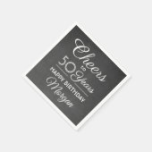 任意の誕生日応援ブラック&ホワイトシャルボードパーティー スタンダードカクテルナプキン (角)