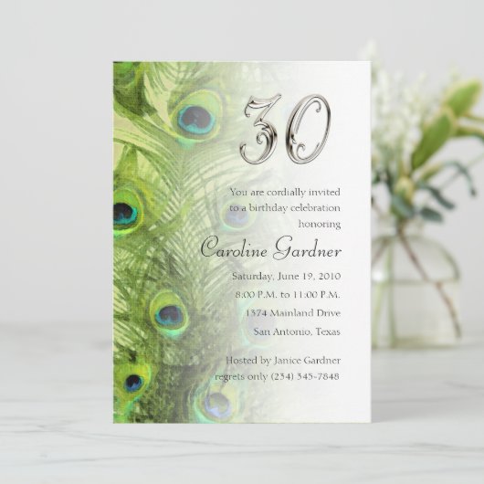 任意の誕生日招待状ピーコックセット1115 招待状 (スタンド正面)