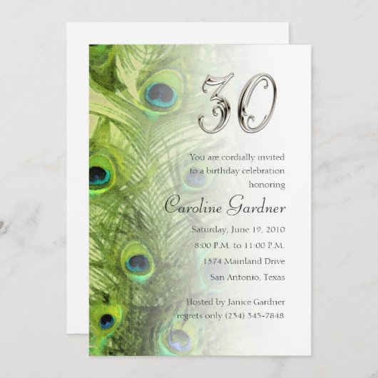 任意の誕生日招待状ピーコックセット1115 招待状 (正面/裏面)