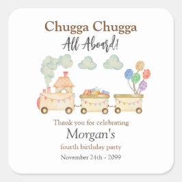 任意の誕生日水色ブラウントレインおもしろい表現 スクエアシール