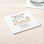 任意の誕生日水色ブラウントレインおもしろい表現 スクエアペーパーコースター (アングル)