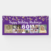 任意の誕生日12フォト金ゴールドストリーマカスタムーの色 横断幕 (横)