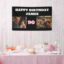 任意の誕生日2フォトコラージュ金ゴールドブラック