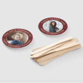 任意の誕生日2写真ブラシ付きブルゴーニュと金ゴールド ハンドファン (組立なし)