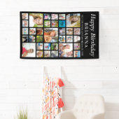 任意の誕生日33フォトコラージュミニマルブラック 横断幕 (インサイチュ)