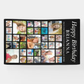 任意の誕生日33フォトコラージュミニマルブラック 横断幕 (横)