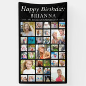 任意の誕生日33フォトコラージュミニマルブラック 横断幕 (縦)