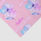 任意の誕生日、名前、ピンクと青の水色の花 薄葉紙 (詳細)