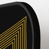 任意の3イニシャルモノグラム文字金ゴールド幾何学線 ピックルボールラケット (左詳細)