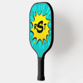 任意の3イニシャルレターモノグラムアクアポップ・アートのアートクラウド ピックルボールラケット (左)
