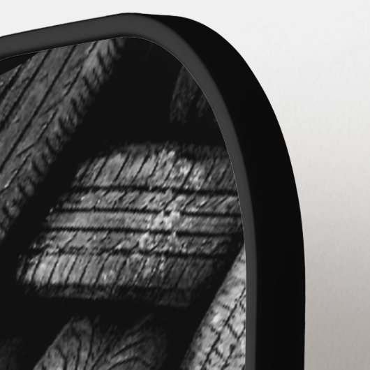 任意の3イニシャルレターモノグラムオールドタイヤ ピックルボールラケット (左詳細)