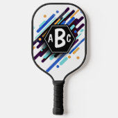 任意の3イニシャルレターモノグラムブルータン白絵を描色 ピックルボールラケット (裏面)