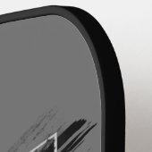 任意の3イニシャル文字モノグラムブラックブラシフレーム ピックルボールラケット (左詳細)