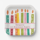 任意スタイリッシュの年齢水彩誕生日キャンドル ペーパープレート (正面)