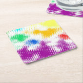 任意ハーフトーンの多彩な背景 スクエアペーパーコースター (アングル)