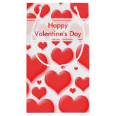 任意バレンタインの赤いハートの継ぎ目が無いコラージュ スモールペーパーバッグ (裏面)