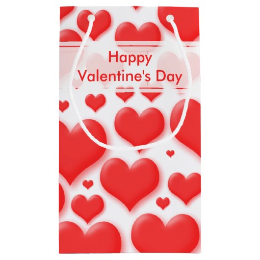 任意バレンタインの赤いハートの継ぎ目が無いコラージュ スモールペーパーバッグ (裏面)