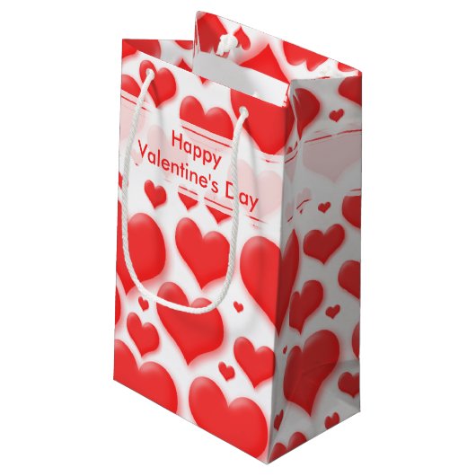 任意バレンタインの赤いハートの継ぎ目が無いコラージュ スモールペーパーバッグ (裏面アングル)