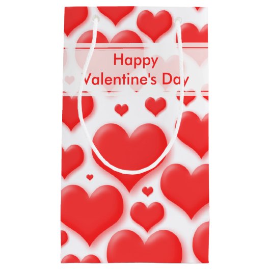 任意バレンタインの赤いハートの継ぎ目が無いコラージュ スモールペーパーバッグ (正面)